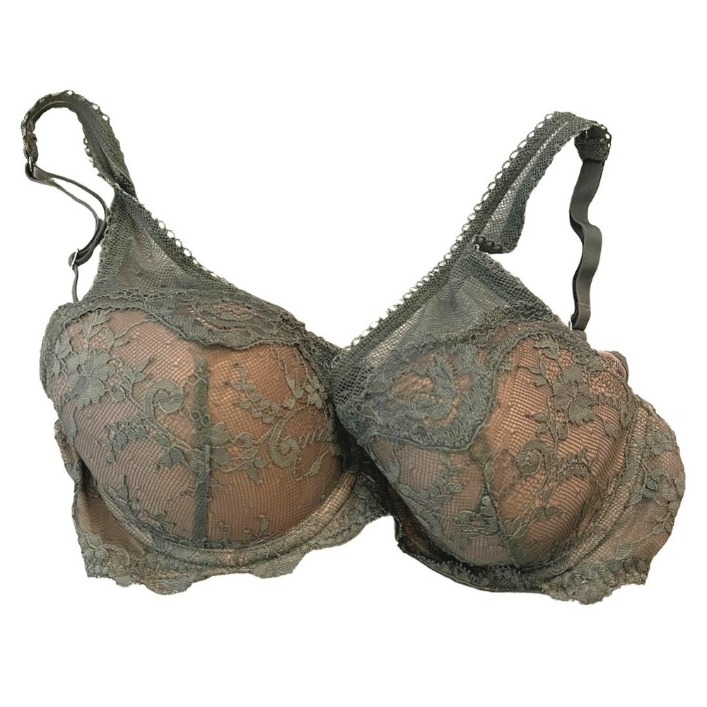 Victorias Secret Dream Angels Lined Demi Lace Bra Womens Sz 32D Green 367034 BUA